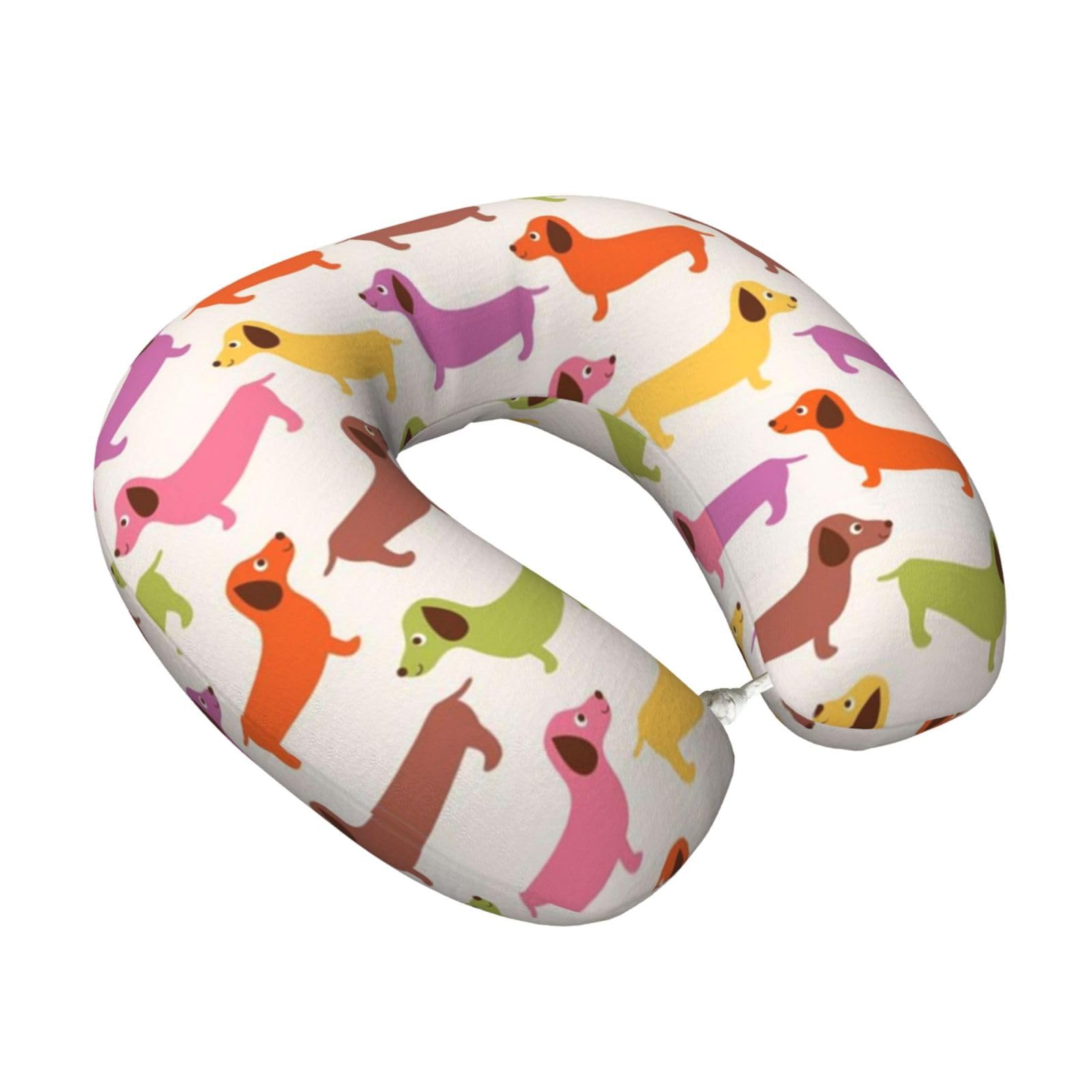 LKYMOH Dachshund Sausage Dogs Cute Dog, Travel Neck Pillow U-Shaped Memory Neck Support Soft Comfortable With Washable Cover For Airplane Car Traveling and Office