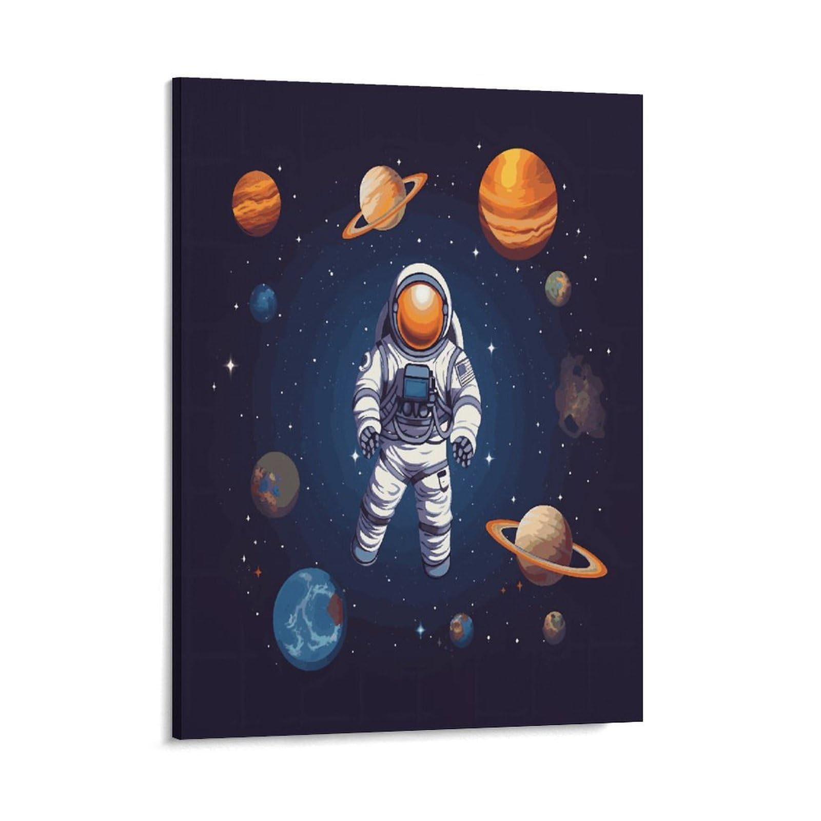 Adfgyerh Style Space Astronaut Wall Art Framed,Canvas Prints Ready To Hang Home Decor,Canvas Wall Art For Living Room Hallway Office Wall Decor 08X10inch(20X25cm)