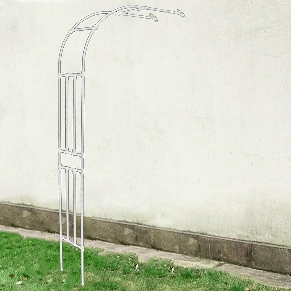 2,4 m weißer Gartenbogen, Metallrohr, Rosenspalier, Kletterpflanzen-Unterstützung, Blumenbogen, Rahmen, Outdoor-Dekoration, langlebig und stilvoll, perfekt für Hochzeiten und Veranstaltungen, 220 x
