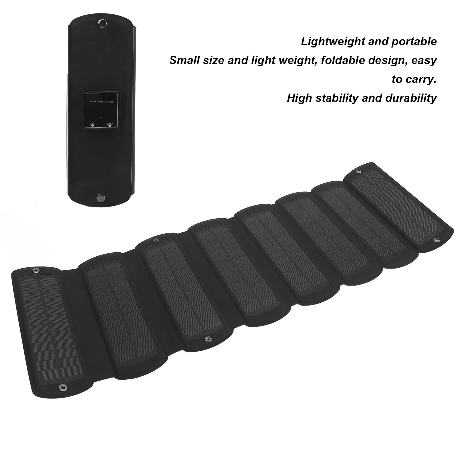 KANASI Caricabatterie solare pieghevole, pannello portatile pieghevole da 16 W con doppia porta USB per la ricarica del telefono in viaggio all'aperto.