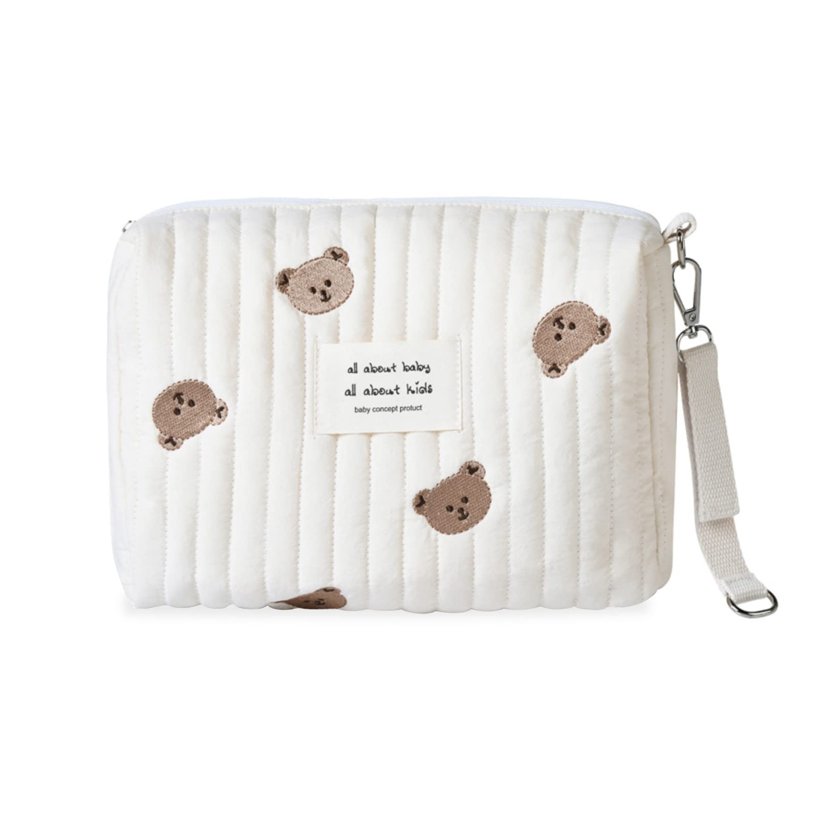 SONARIN Léger Sac de Rangement pour Poussette,Multifonctionnel Élégante Broderie Organisateur de Poussette Landau Universel Sac de Rangement pour Landau Sac de Maman(Ours, 1 Sangle)