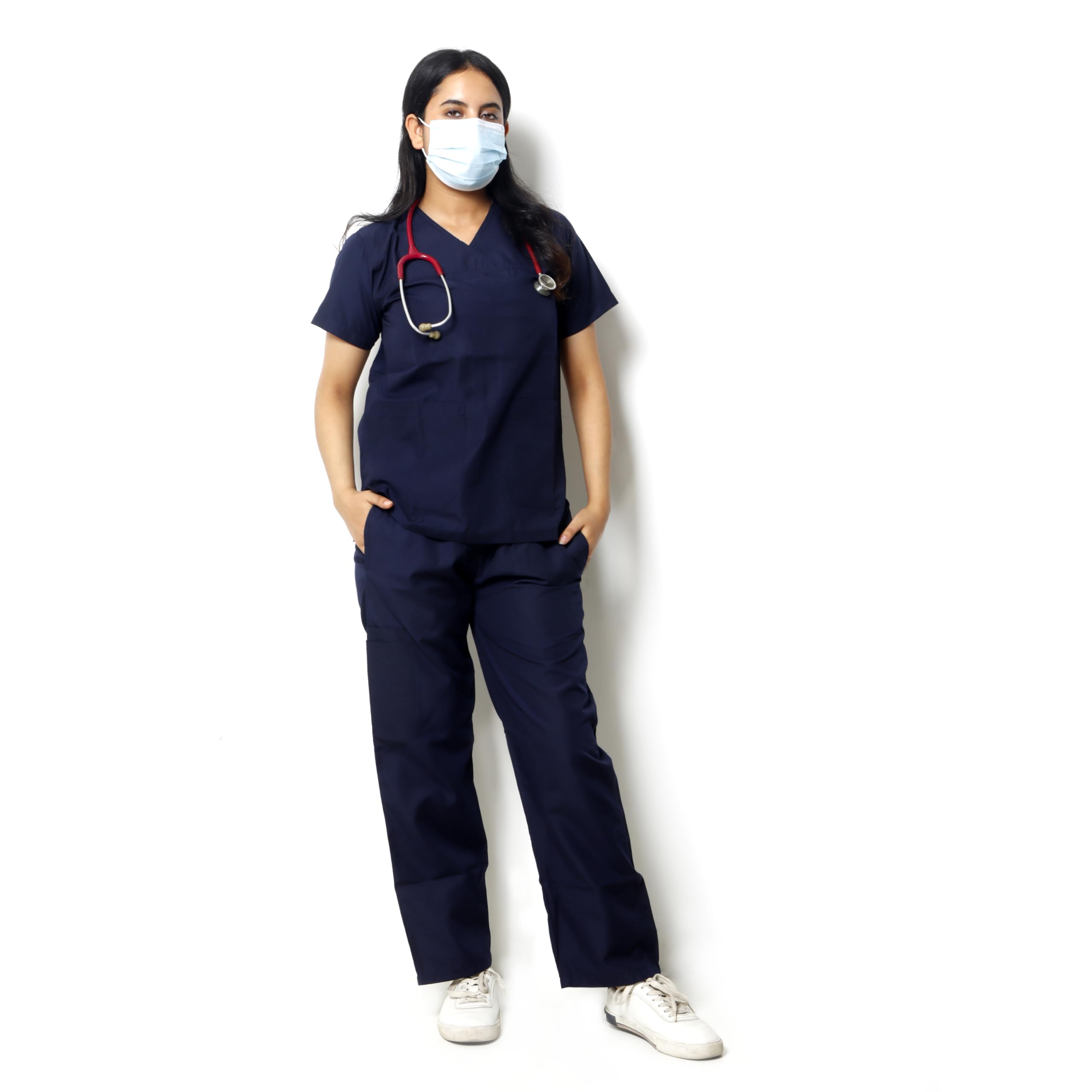 Robustt Classic Scrub Suit Set For Women - Navy Blue (Extra Large) | Poly Viscose Fabric | Ultimate Comfort and Breathability | Adjustable Fit | Multiple Pockets | V-Neck (B0D86QZJ1K) Amazon Price History, Amazon Price Tracker