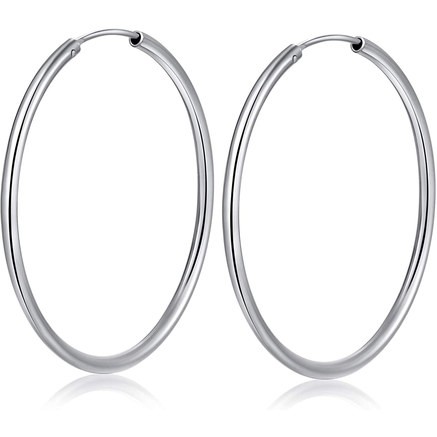 jiamiaoi Weißgold plattiert Creolen Silber Groß 925 Sterling Silver Creolen Damen Ohrringe Creole Nickelfrei Größe 30mm/40mm/50mm