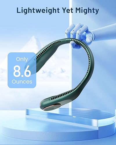 Miniatura 6 de SWEETFULL Ventilador de cuello portátil de enfriamiento de 360, ventilador personal sin aspas, sin torsión de pelo, ventilador recargable USB de