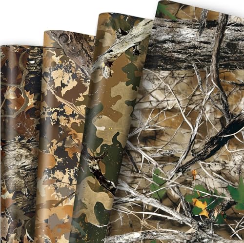 Joviwrap Woodland Camo Wrapping Paper 12 Sheets Hunting Forest Camouflage Gift Wrap for Men Real Tree Style Gift Packing Paper for Hunters Outdoor Enthusiasts 2028