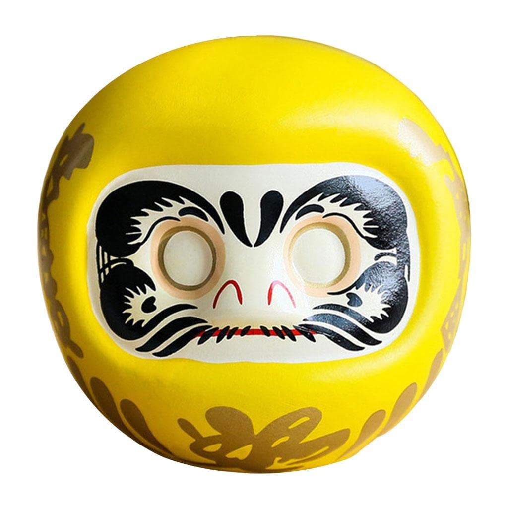 OUOULAJY Japanese Daruma Doll Ornament Piggy Bank Lucky Cat Business yellow 10x10x10 cm