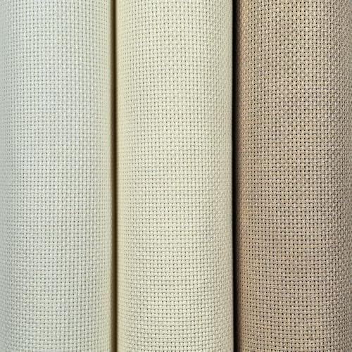 Image of KCS 3 pc of 15 inch x 18 inch(38cmx45cm) 18 Count Cross Stitch Cotton Aida Cloth Needlework Rolled Fabric Box,18CT,Antique White +Cream+Khaki