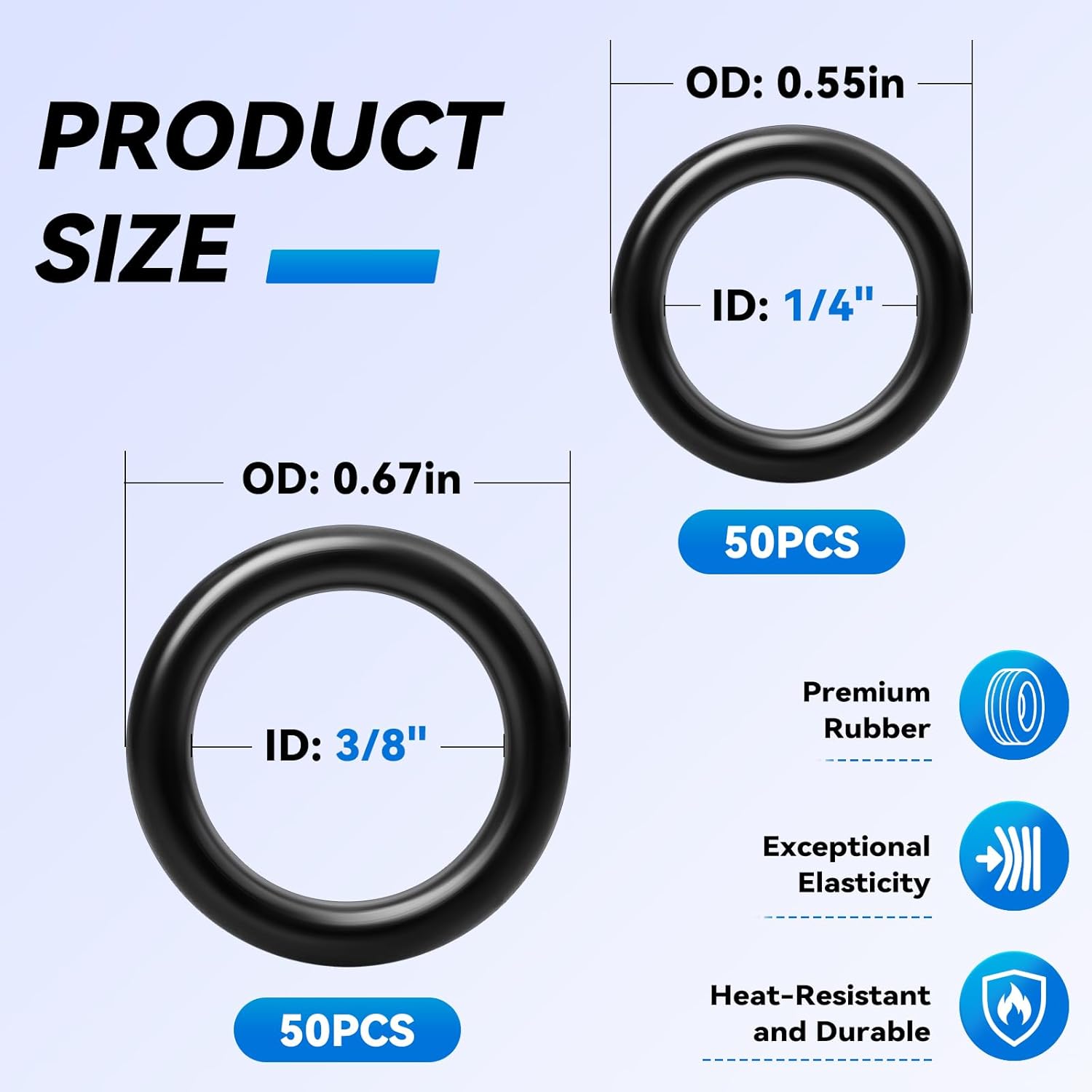 Pressure Washer O Rings (50+50) 100 Pack - Replacement Rubber Seals for 1/4" & 3/8" Quick Coupler Connectors