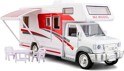 BDTCTK Escala 1:28 DIY Autocaravana de lujo DIE-CAST Modelo de coche, aleación de zinc, vehículos de tracción fundidos a presión juguetes para niños