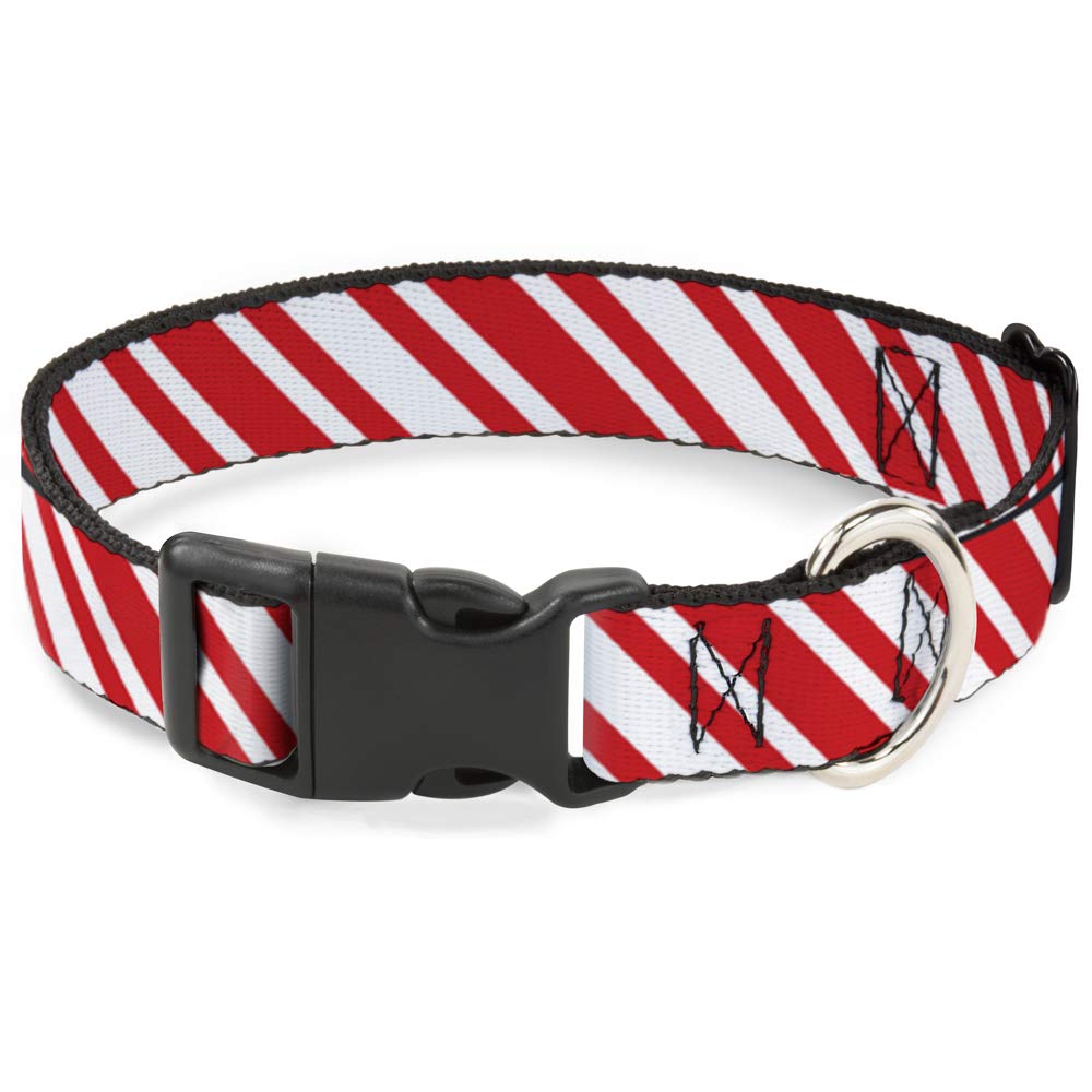 Collier à rayures blanc rouge Buckle Down 13-45 cm en plastique de taille petite