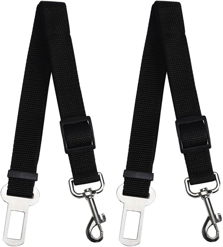 Doutop Dog Seat Belt Pet Car Safety Seat Belt for Dogs Cat Pet Puppy Adjustable String Seat Belt Lead Leash Restraint Pack of 2 Black