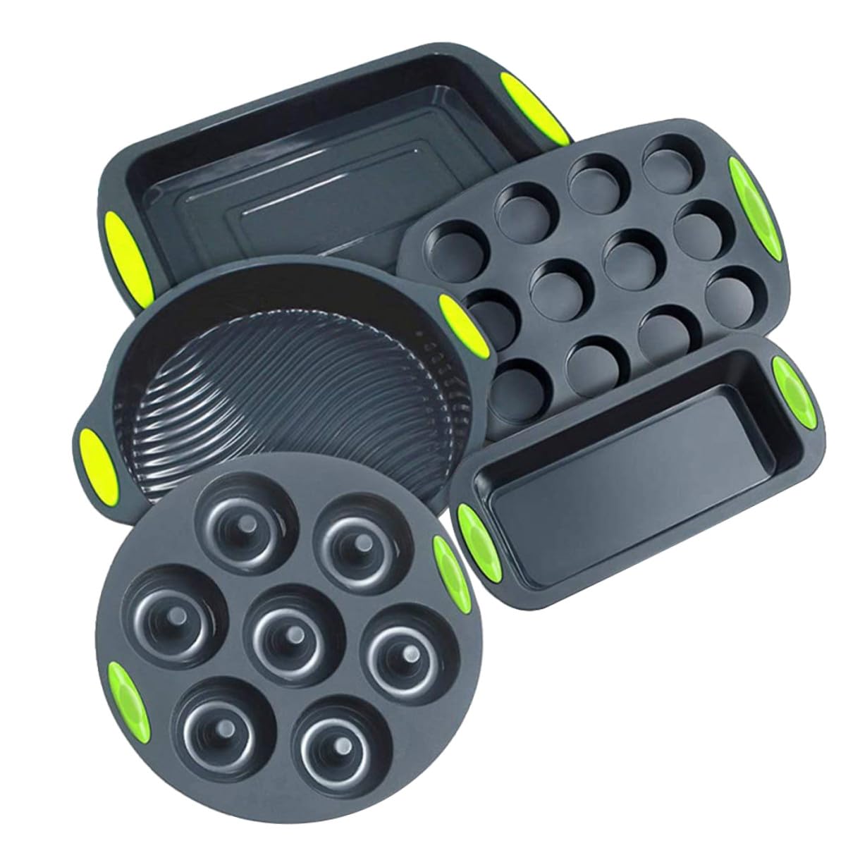 Kit de Moldes de Silicona 5 Piezas para Pasteles, Horneado | Resistente Calor de al Fácil Limpiar Cocina Silicona Flexible Reutilizable Repostería