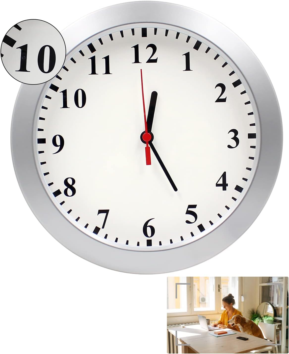 Hidden Camera Clock,1080P Indoor Security Spy Cameras Wall Clock with Motion Detection,Small Secret Camera Nanny Cam for Home Office,No Wi-Fi No Audio