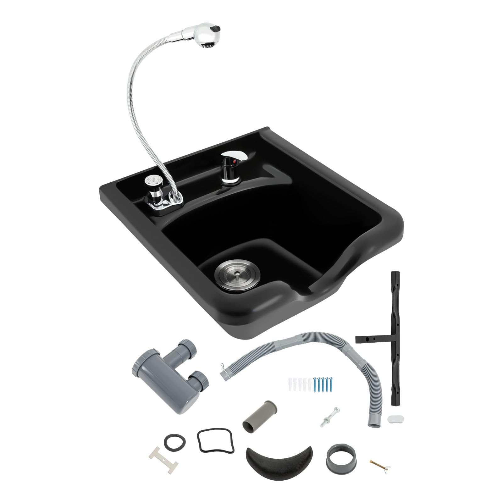 Haarwaschbecken Friseur Waschbecken Head Spa Spüle Salons Shampoo Bowl Rückwaschbecken mit Wasserhahn, 47,5x49x25cm