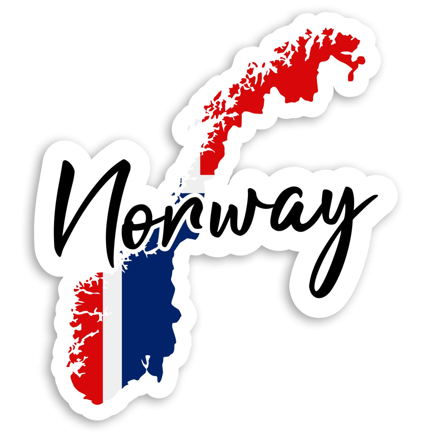 Destination Vinyl Ltd Multi 2 X 10Cm Norway Flag Map Vinyl Stickers - Norwegian Luggage Sticker #31643 (10Cm Tall)