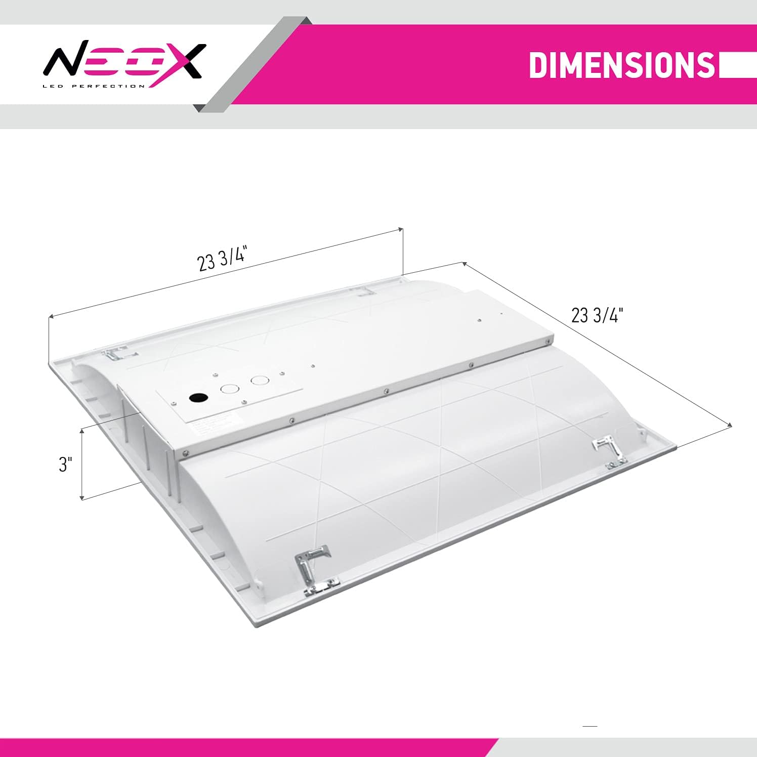 🔥 Neox LED 2x2 Ft Center Basket Troffer Panel Light, 28W, 4000K, 3478 Lumens, 0-10V Dimmable, Drop Ceiling Light Fixture, 120-277V, Indoor Commercial UL & DLC Listed Premium, 2 Pack