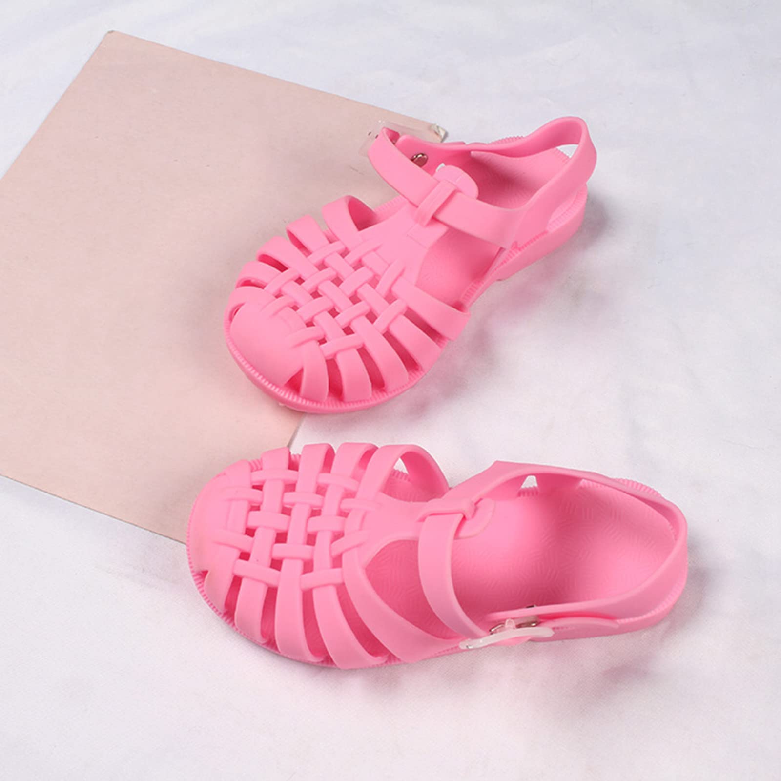 HAOLEI 2025 Cangrejeras Niña,Sandalias Niña Verano Casual Sandalia de Punta Cerrada con Hebilla Ajustable Cómodas Antideslizante Zapato Planas con Suela Suave Ligero Transpirable Chanclas Niño
