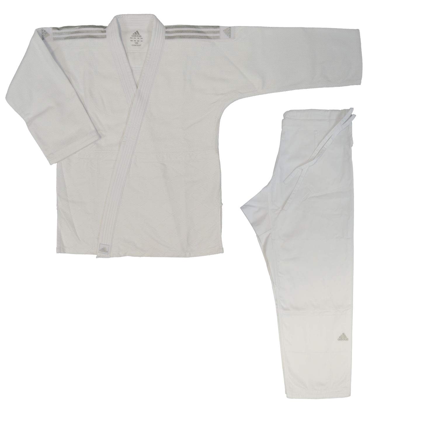 adidas Judo-Anzug Contest weiß/silberne Streifen, J650 (160)