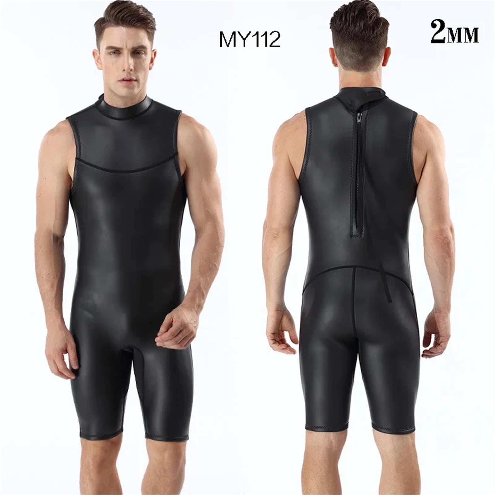 Mutino da Sub Muta da Sub da Uomo da 2 Mm, Corta, Nera, Monopezzo, Senza Maniche, Muta da Sub for Immersioni Subacquee, Surf, Snorkeling, Costume da Bagno Invernale(S)