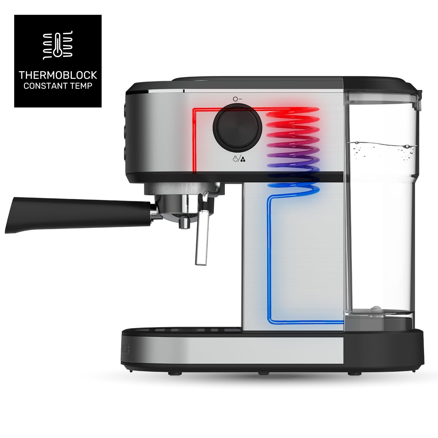 Taurus - Macchina da Caffè Espresso Euforia Compact 1350W | 20 Bar di Pressione | Sistema Thermoblock | Filtro Supreme Cream | Vaporizzatore Orientabile | Doppia Erogazione | Cucchiaio Dosatore