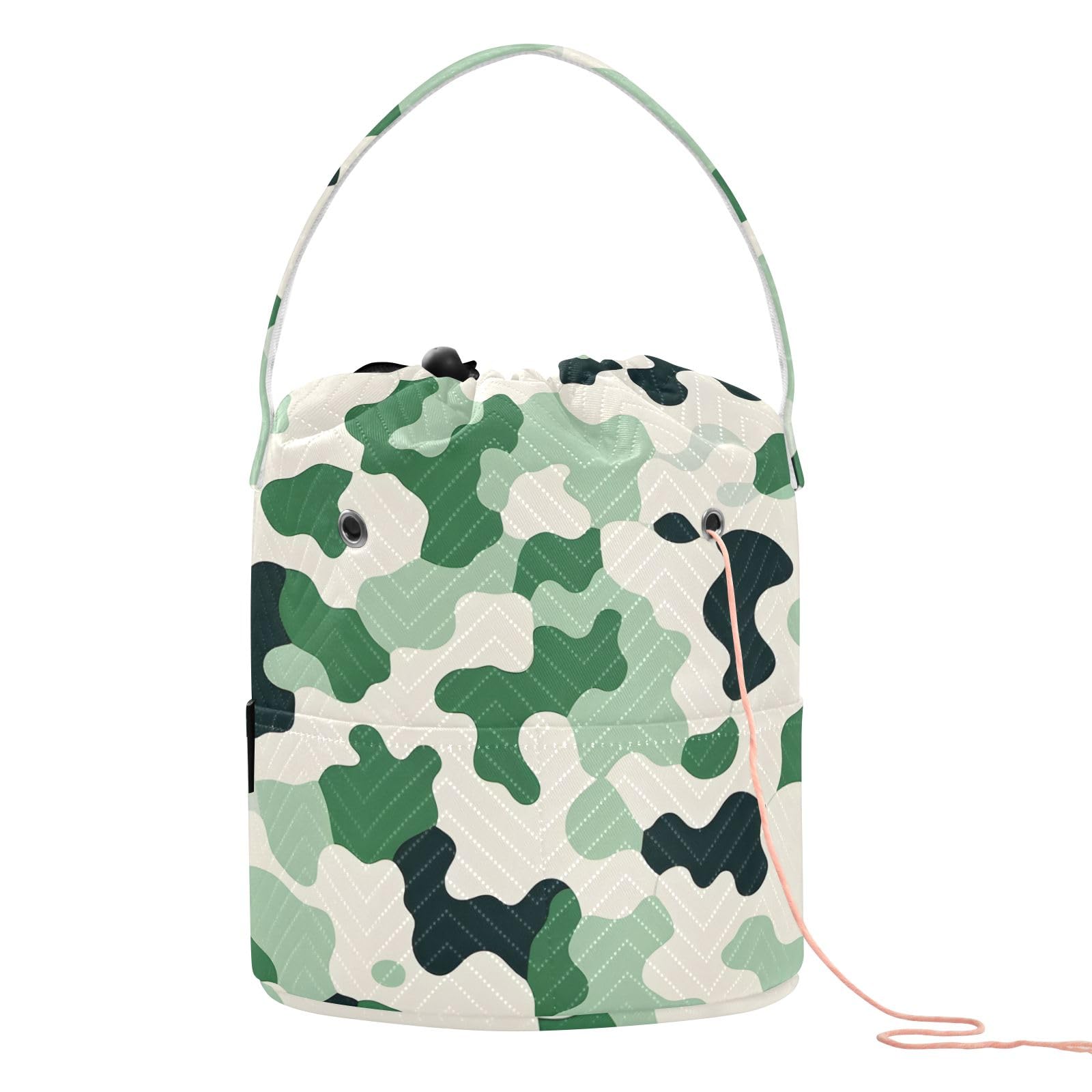 Yarn Storage Bag Small Crochet Bag Knitting Bag Organizer Camouflage Green Yarn Bags for Crocheting Basket