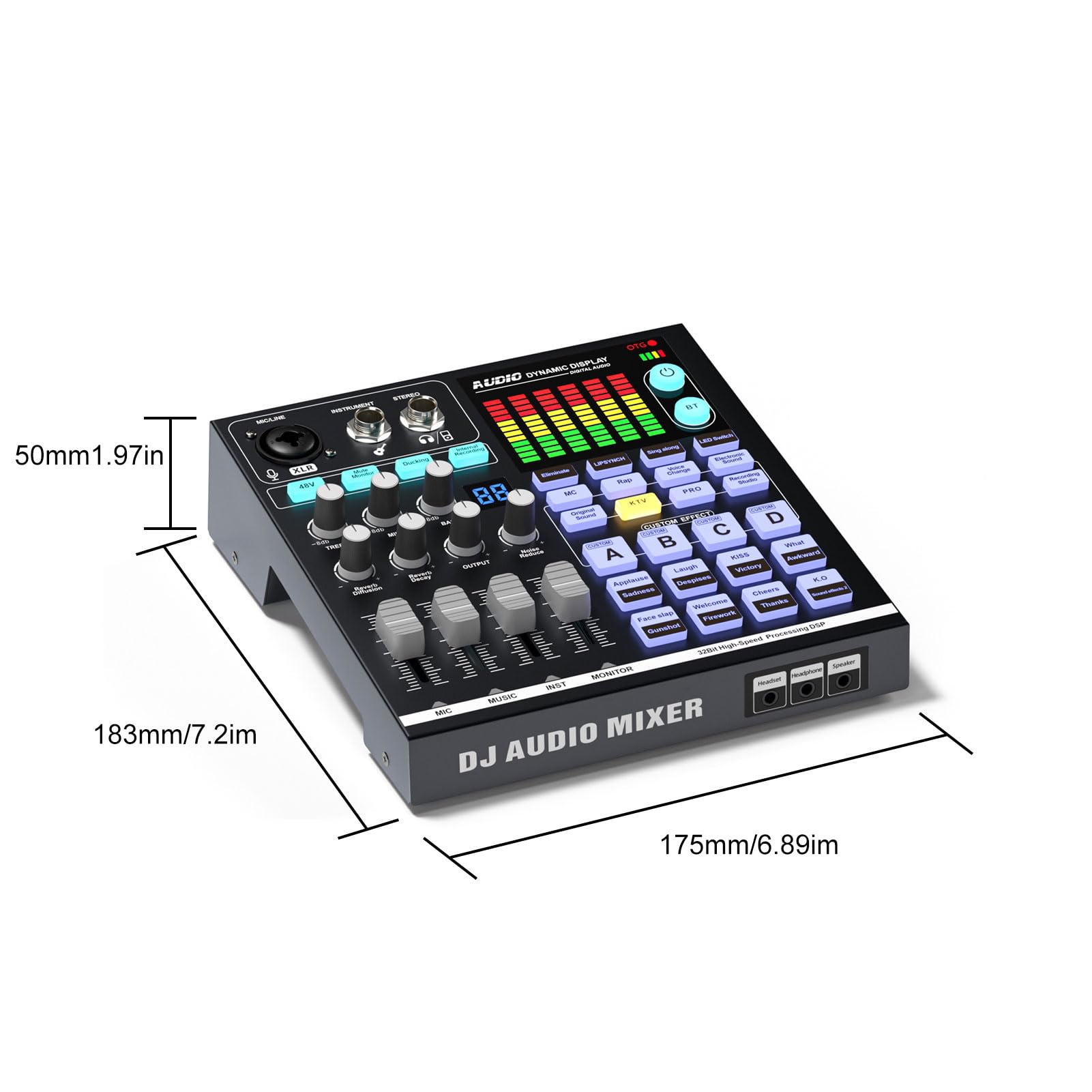 Btuty Scheda Podcast 48V Mixer DJ BT Scheda Musicale Esterna Mixer da Gioco per Studio di Streaming Live