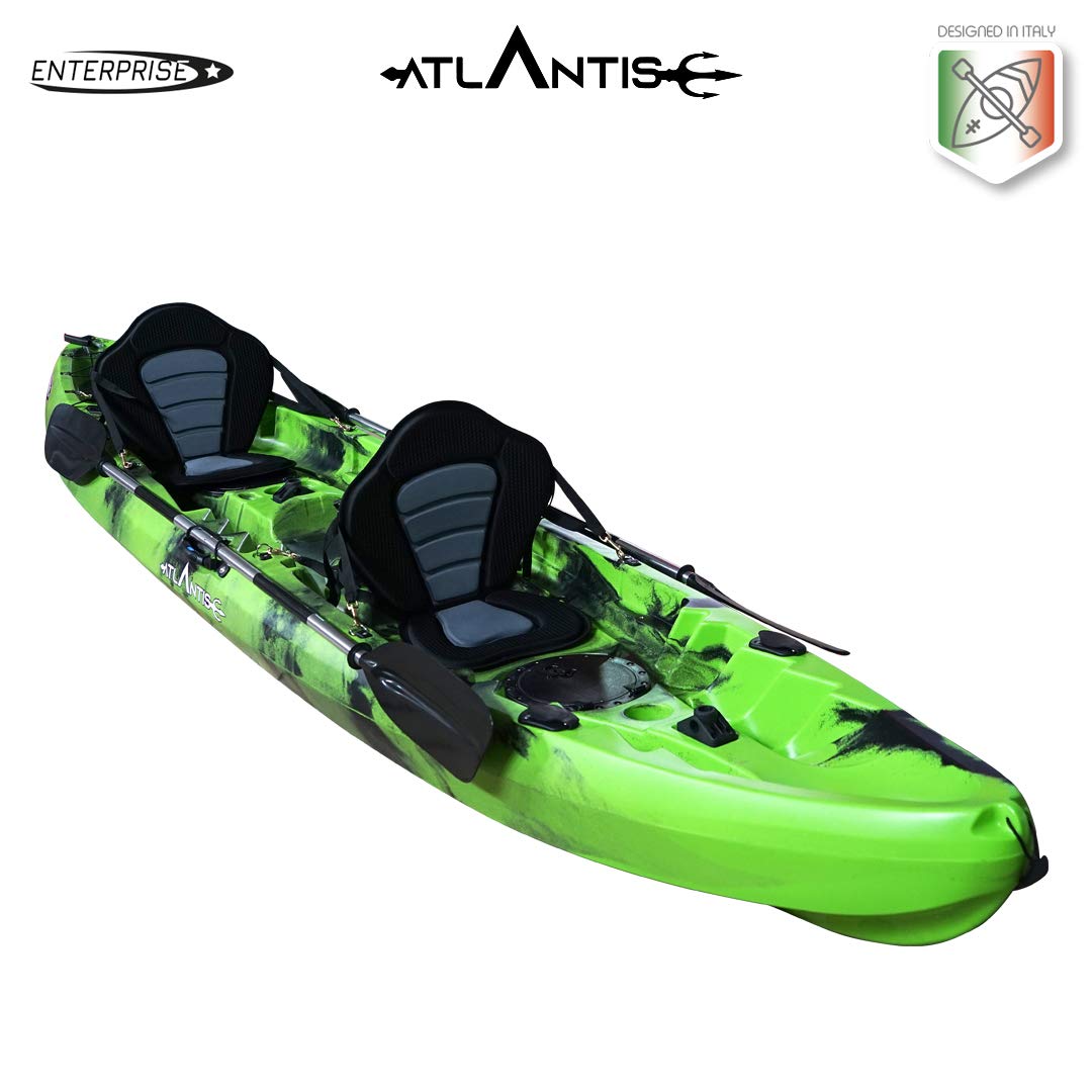 Atlantis Kayak-Canoa Enterprise 385 cm Verde- 2 Gavoni - 2 Seggiolini - 2 Pagaie - 2 Portacanne