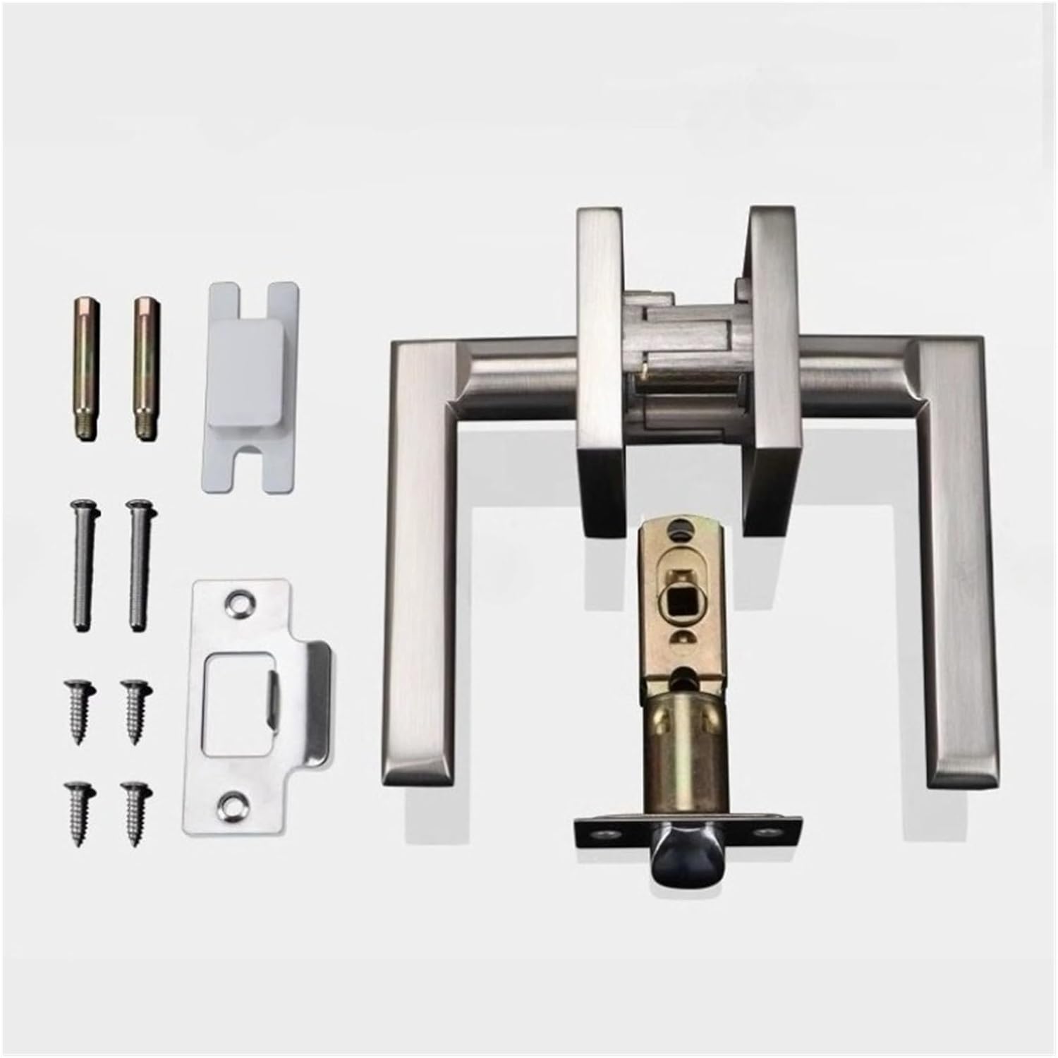 Furniture, Hardware, Bathroom Door Locks, Indoor Handles, Universal Channel, keyless, Single Tongue Privacy(Square Black.)