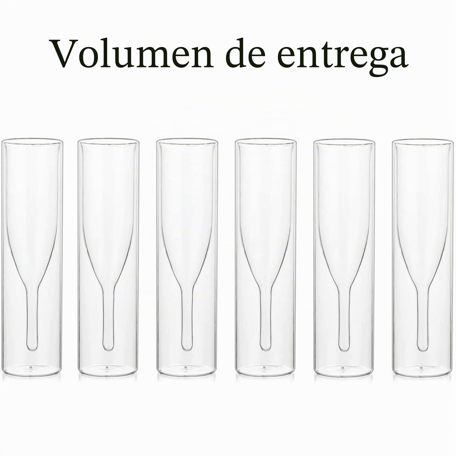Sziqiqi Vasos a Granel de Cristal de Doble Pared con Copas de Champán, Copas de Vidrio Transparente Sin Tallo y Copas de Tulipanes Clásicos para Comidas Bodas Fiestas (6)