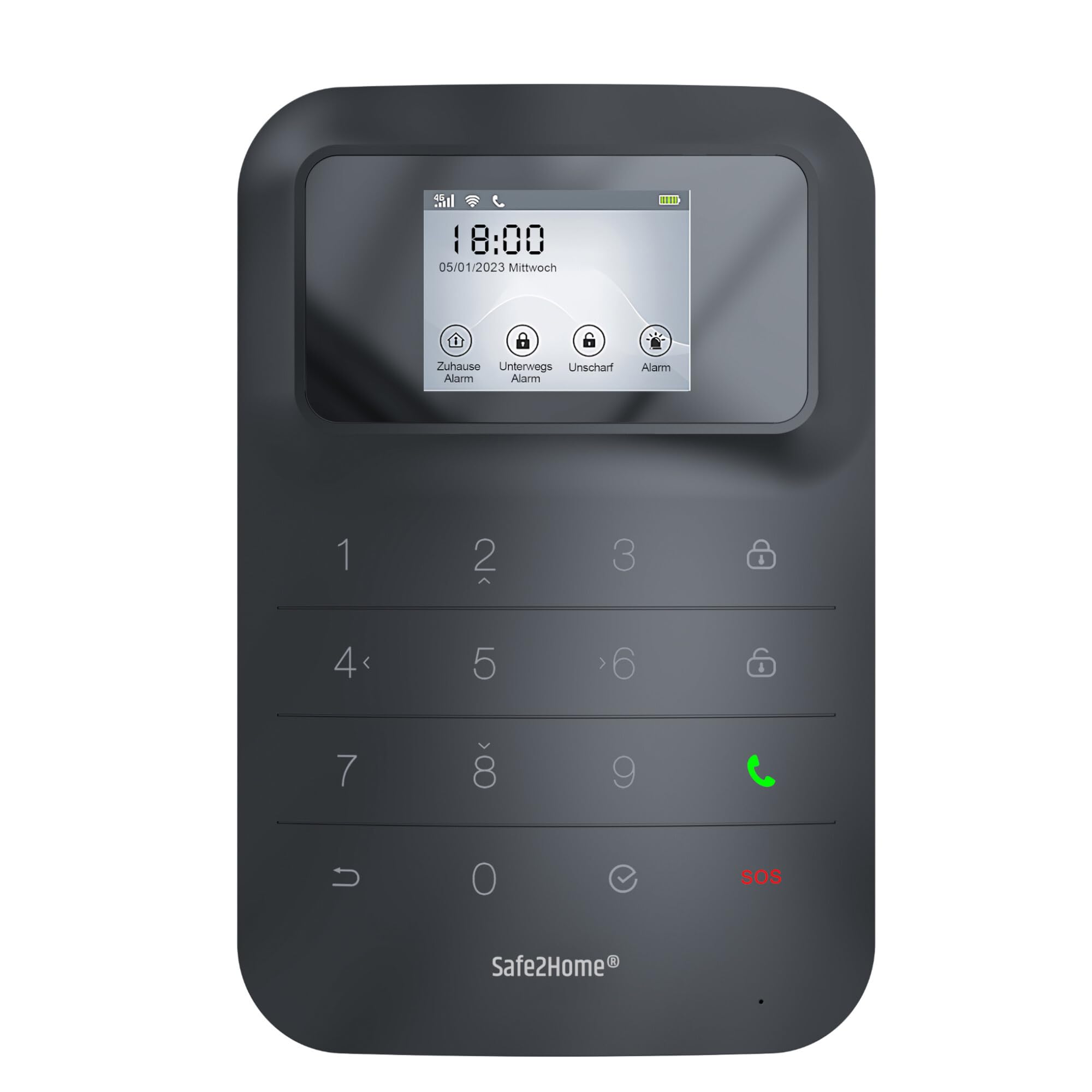 Safe2Home Basic Funk Alarmanlage in Schwarz - WLAN & SMS Komplettsystem 2,4 & 5 GHz für Haus und Wohnung mit App Steuerung Anruf und SMS Alarmierung