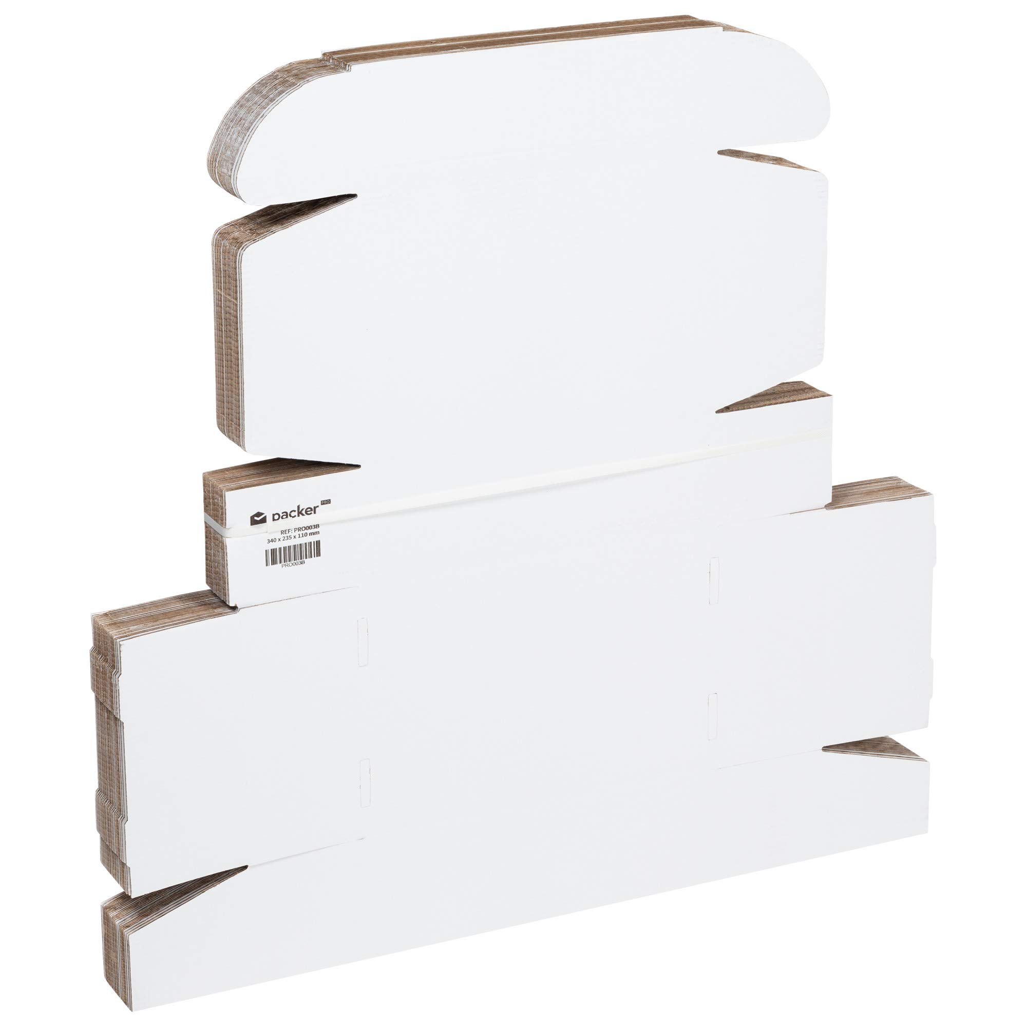 packer Pro Lot de 25 cartons d'expédition pour commerce et cadeau Blanc automatique, moyen 34 x 23,5 x 11 cm