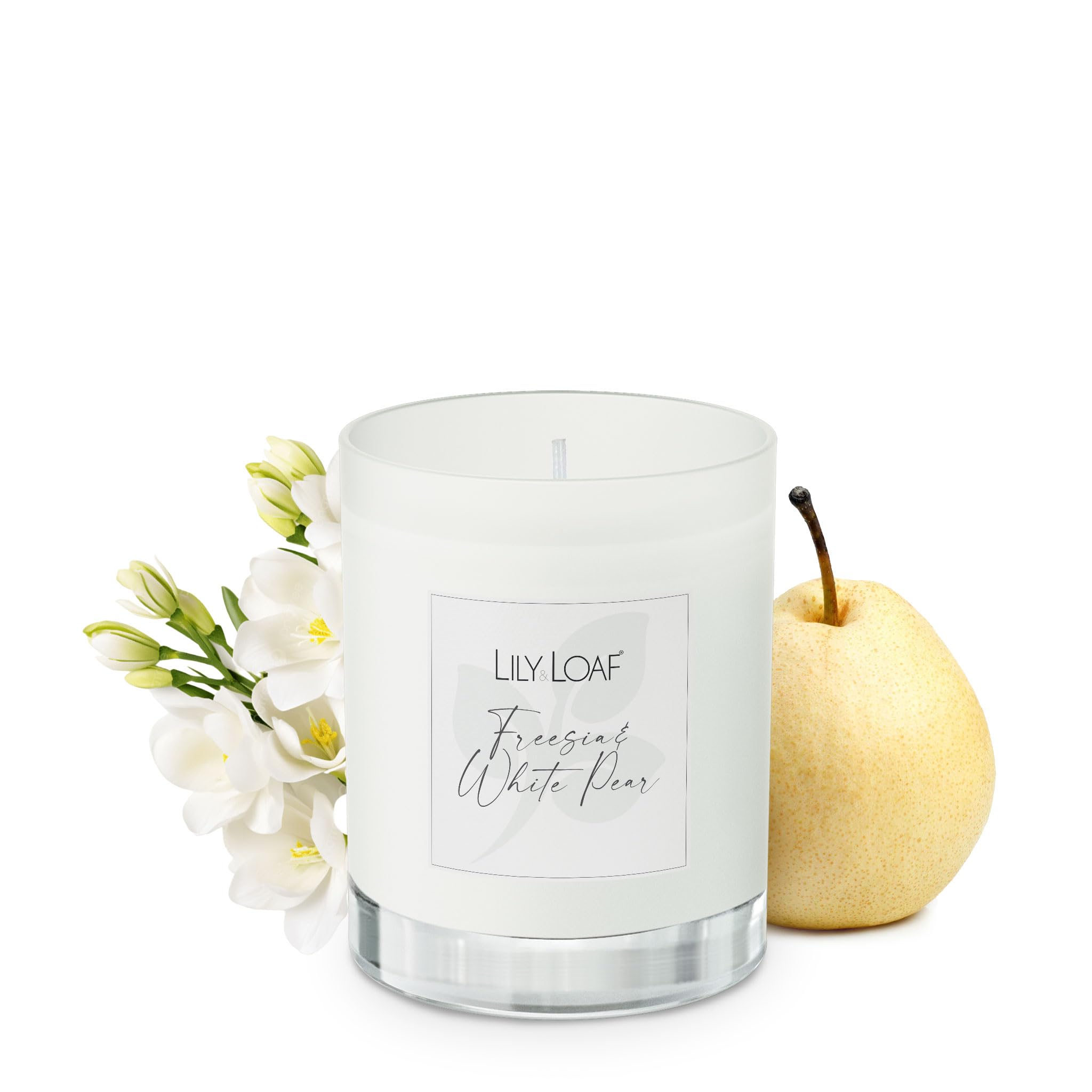 Lily & Loaf Freesia & White Pear Soy Wax Candle – Floral & Fruity Scented Candle, Phthalate Free, Approx. 40 Hour Burn Time