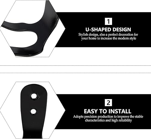 Miniatura 9 de U-Hook Wall Mounted Hooks Black Curtain Hooks Cutlery Organizer 10 Sets Utensils Storage Hanger Black Curtain Tie Backs Decorative Wall U-Shaped