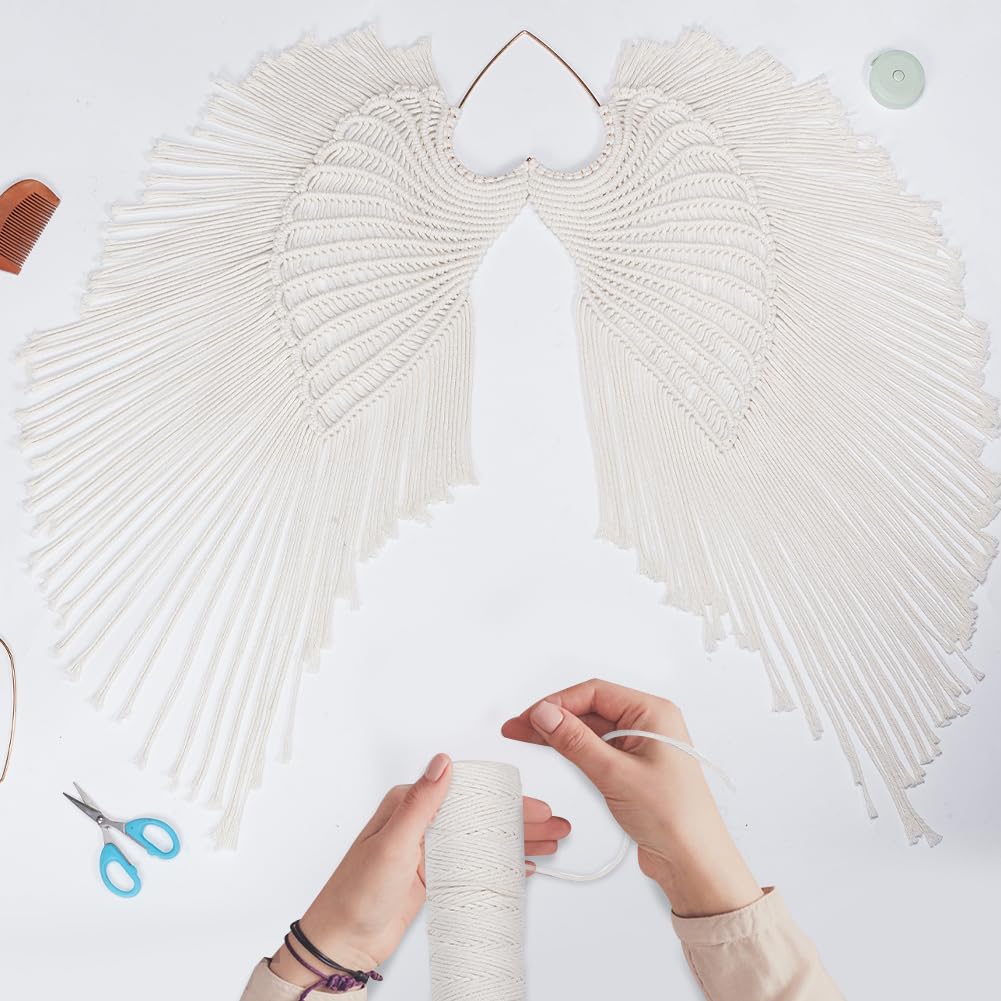INFUNLY Makramee-Engelsflügel-Set Mit Liebesherz Für Die Wand, DIY Makramee-Engelsflügel-Set Für Anfänger, Engelsflügel, Gewebte Wandbehang, Boho-Makramee-Engelsflügel, Wanddekoration Für Weihnachten