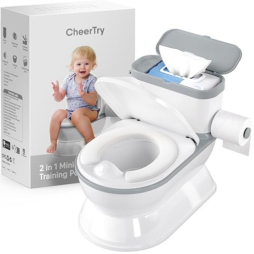 CheerTry Inodoro de Entrenamiento para Niños Pequeños 2 en 1 - Silla Orinal Más Grande y Asiento de Entrenamiento Desmontable para Niños y Niñas de