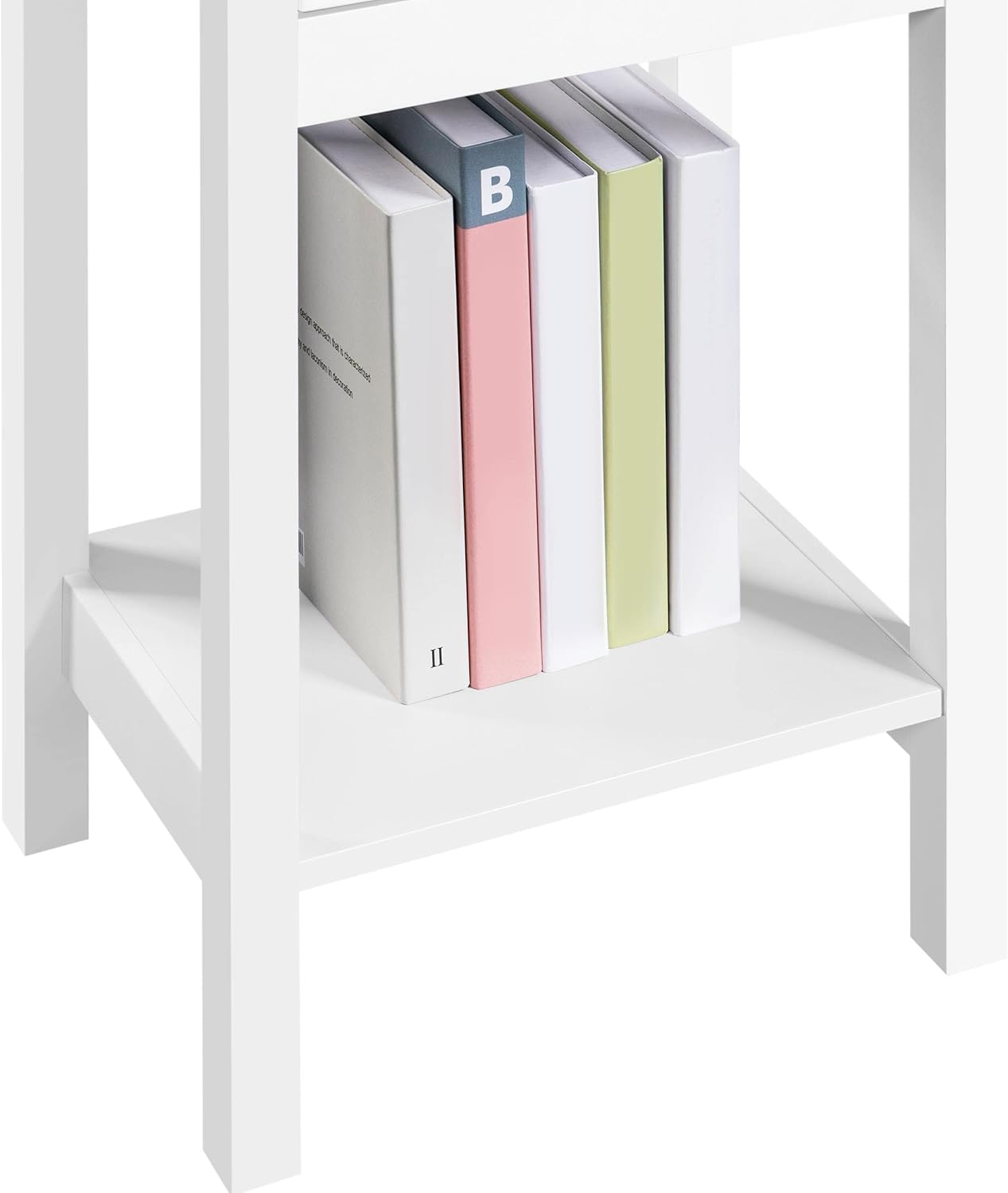 Topeakmart Bedside Table with Charging Station and Drawer, Wooden Nightstand with 1 Drawer and Open Shelf for Bedroom, Modern Bed Side Table with USB Ports & Power Outlets for Small Space, White