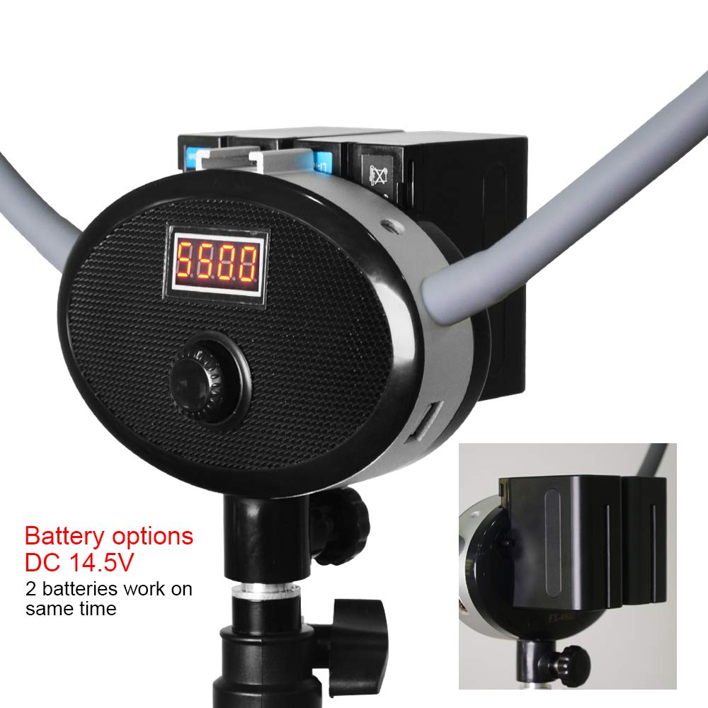 FX-480ii Pieghevole 50W 3200K-5500K LED Video Studio Dual Arms Fill Ring Light con Porta di Ricarica USB, 200cm Treppiedi lunghi per telefono fotocamera Youtube Trucco