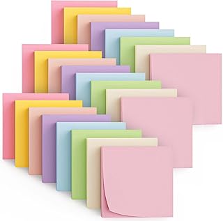 (24 Pads) Sticky Notes, 3x3 inches, Self-Sticky Note Pads Multi Colors, School Supplies Office Products, Writing Memo for Holiday Shop, Teacher Appreciation Xmas Gift and Daily Life Organization