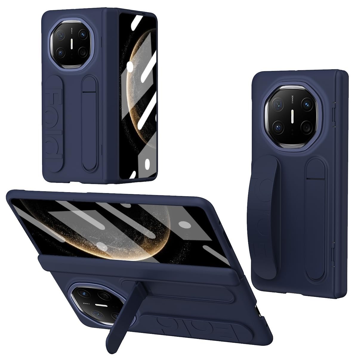 Coque compatible Huawei Mate X6 antichoc avec support bleu - 8
