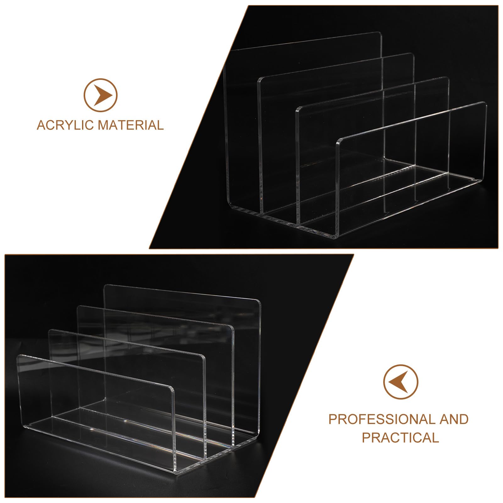 Soporte de Archivo Acrílico Transparente Secciones Organizador Vertical de Escritorio Soporte para Documentos Cartas y Libros Multifuncional para Oficina Hogar Dormitorio