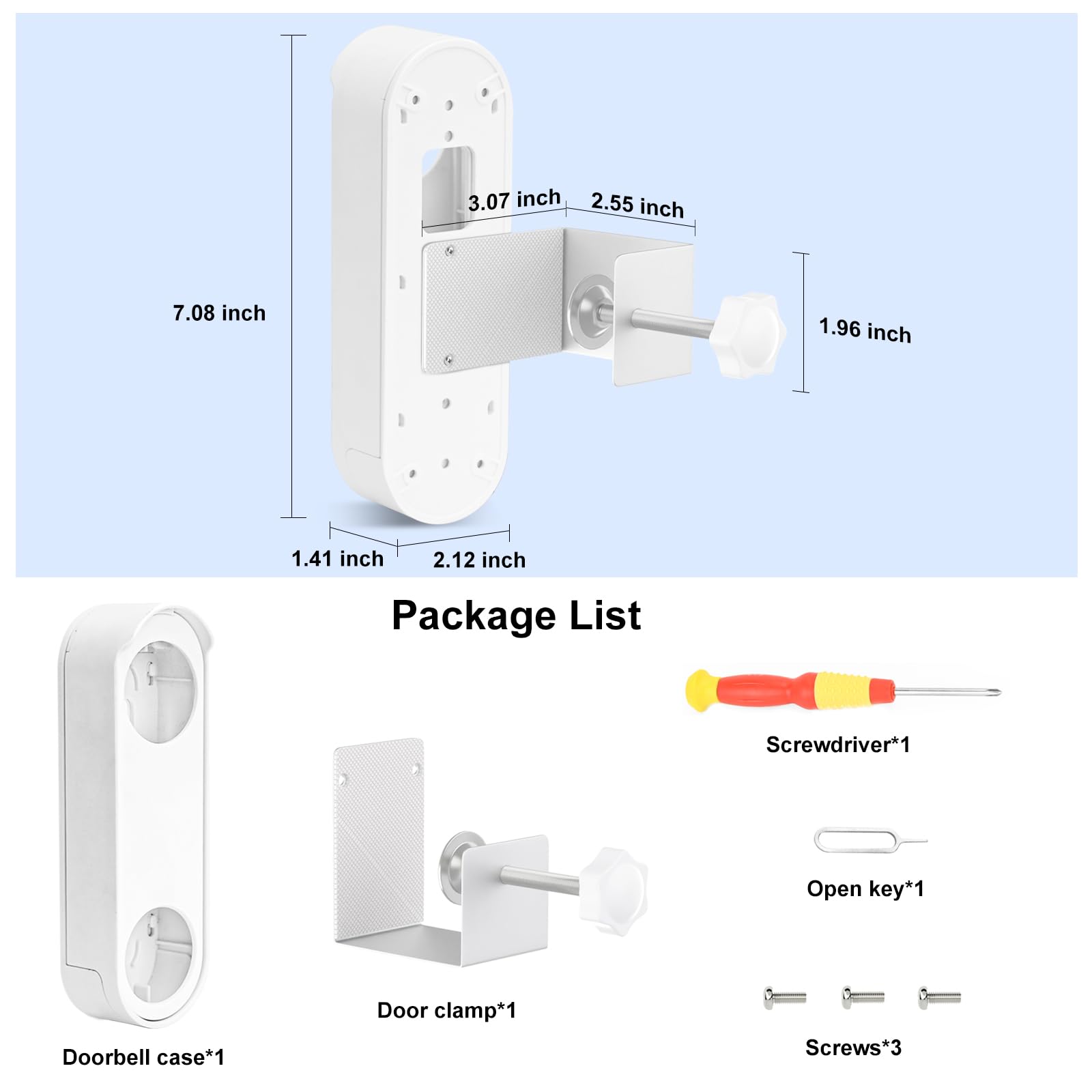 wochel No Drill Anti-Theft Mount for Google Nest Doorbell (Battery), Easy Installation Adjustable Doorbell Mount for Apartments, Rentals and Dorms (White)