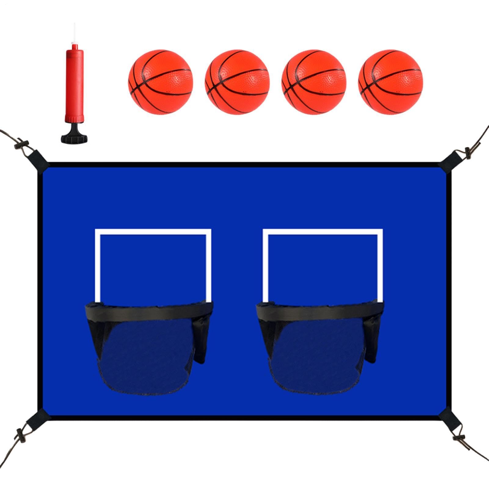 Buts de basket extérieur double pour trampoline avec filet amovible imperméable de jeu - 8