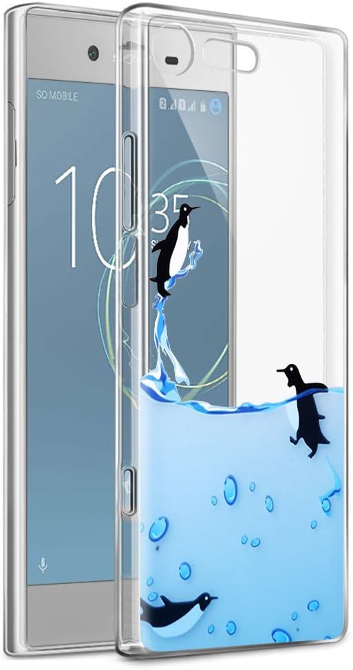 Sony Xperia X Compact Case, Eouine Phone Case Clear with Pattern [Ultra Slim] Shockproof Soft TPU Silicone Gel Cover Bumper Skin for Sony Xperia X Compact 4.6" Smartphone (Penguins)