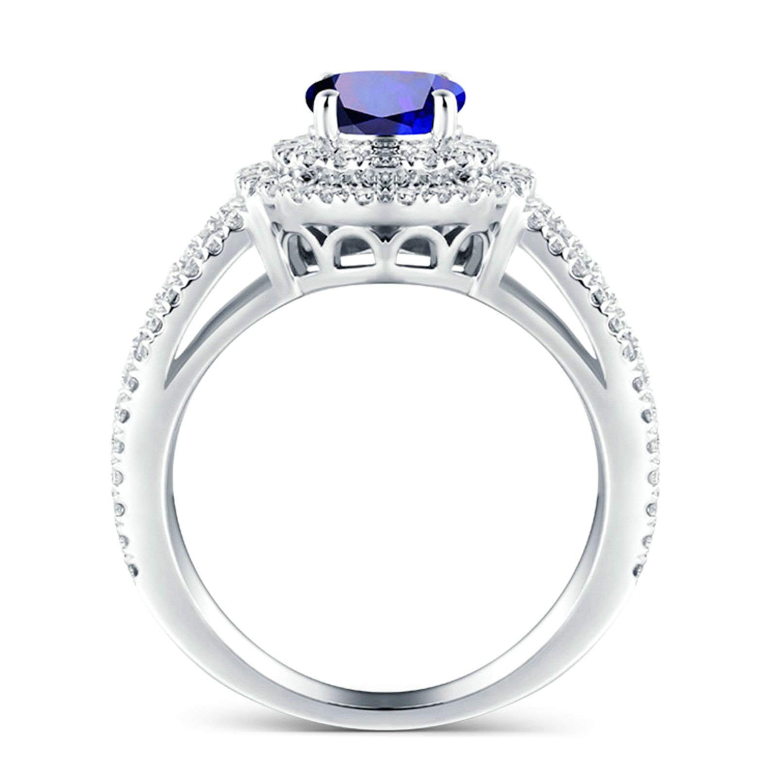 Anillo de mujer de oro 750 de 18 quilates, de compromiso, girasol con zafiro de 1,35 quilates y diamante de 1 ct, anillos de boda para mujer, talla 49 (15,6) 63 (20,1)