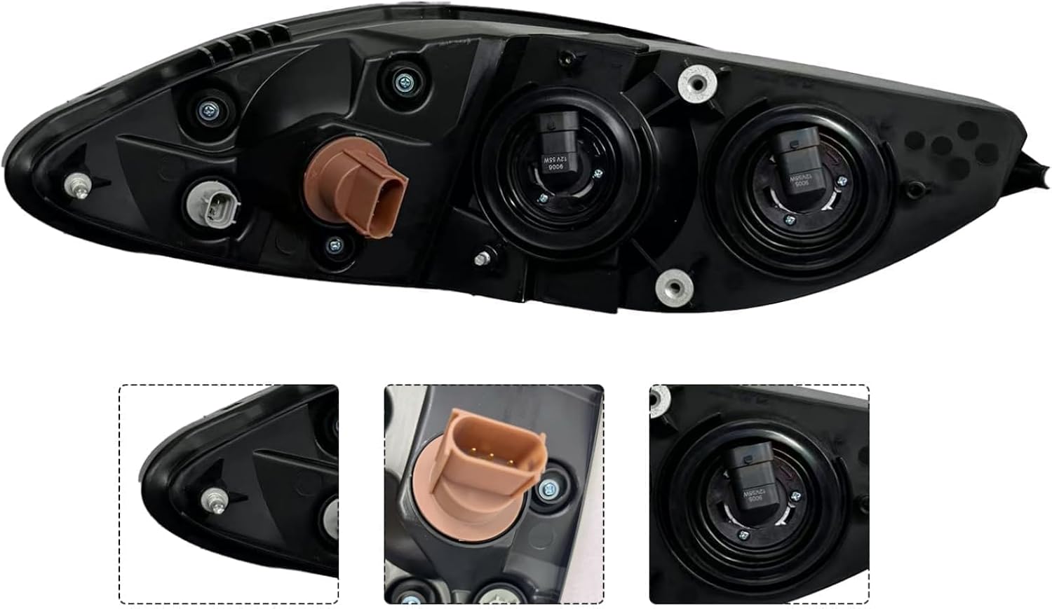 Pair Halogen Headlight Assembly Compatible with Prostar 2008 2009 2010 2011 2012 2013 2014 2015 2016 Black Front Left Right Driver Passenger Side Headlamps Replace 3596016C93 3596015C93