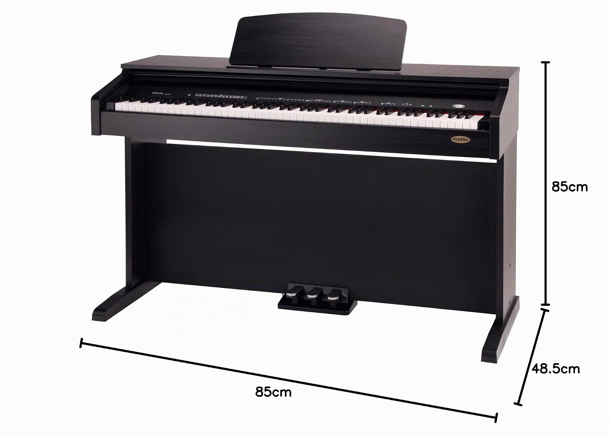 Classic Cantabile DP-210 RH E-Piano Bois de Rose, Polyphonie 64 voix | Clavier HA-88-S500 avec 88 touches à mécanique à marteaux, Soft, Medium, Hard, 1 morceau démo interne, 26 sons WMA, Chorus