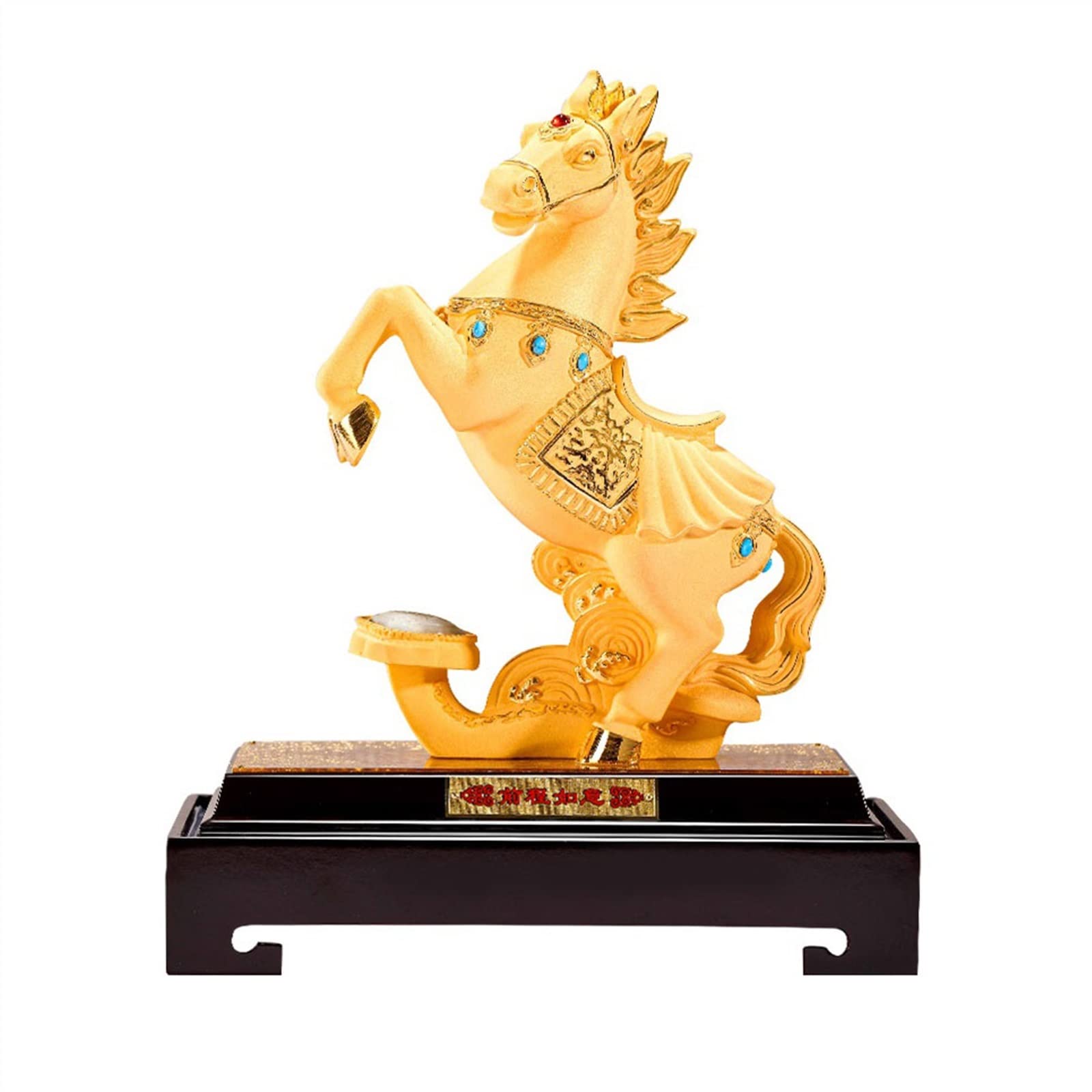 Statue di Buddha Ornamenti for la Decorazione della casa Ornamenti di Buon auspicio geomantici fortunati Scultura di Cavalli zodiacali con Base Decorazione Feng Shui
