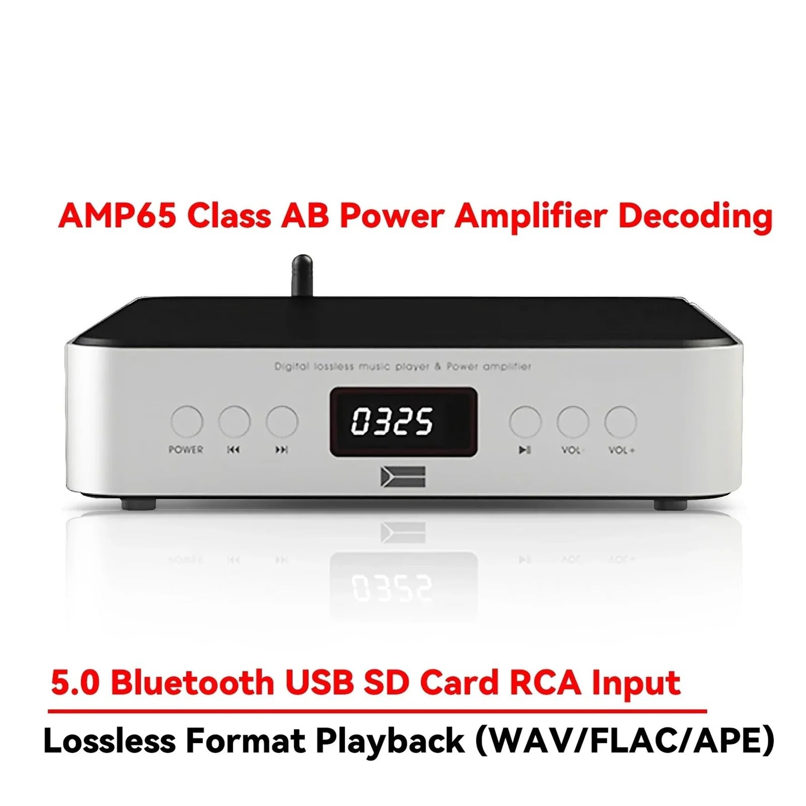 Amplificatore audio, Amplificatore digitale HIFI 80W*2 Potenza Bluetooth 5.0 Giradischi musicale Ingresso scheda SD USB per la casa, Karaoke