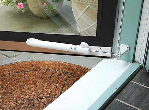 Touch 'n Hold Smooth Door Closer - Single Kit (White) - Standard-Duty Door Closer with Touch-Button Hold Open Feature & Smooth Closing Motion – for (Medium & Lightweight) Storm, Screen Doors.(White)
