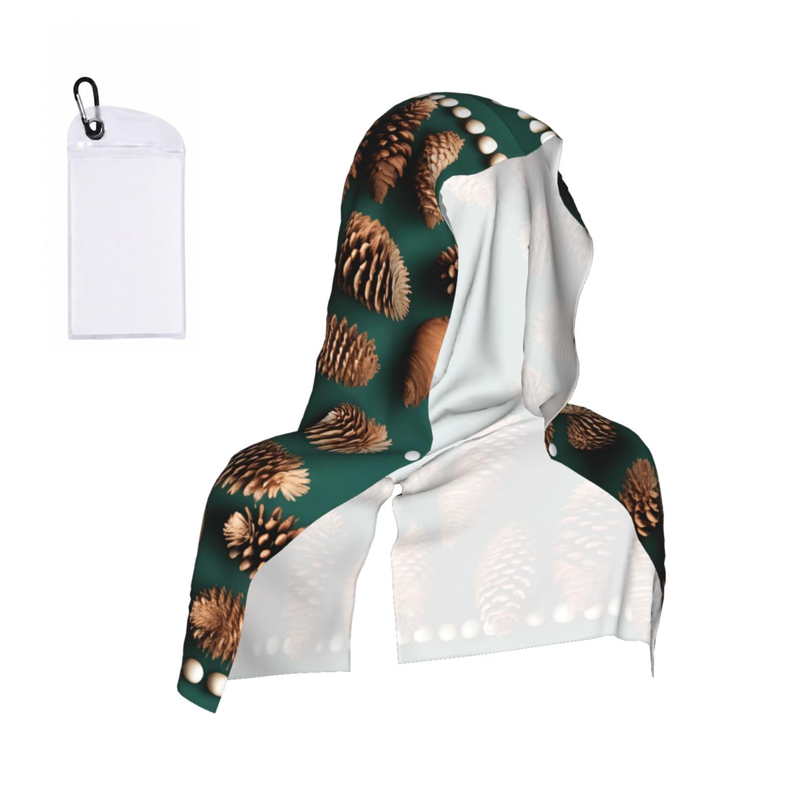 CNTDBU Pine Cone Border Cooling Towel Hooded-Instant Chill Neck Cover for Sports, UV Cooling Rag for Running Gym